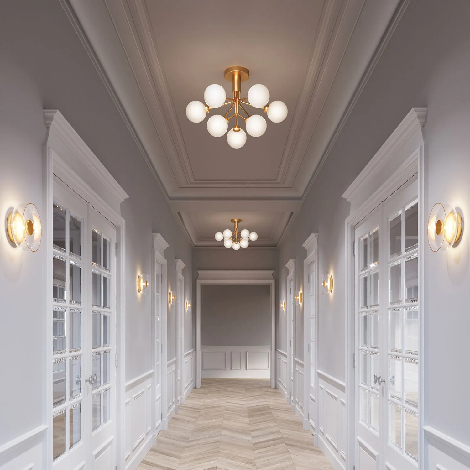 APIALES Opal - Ceiling light with opaque glass globes