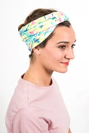 Bandeau chimio tropical et son bonnet assorti - Splash