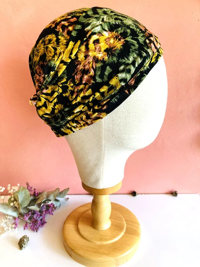 Bandeau chimio à scratch pour pelade et alopécie Fauve