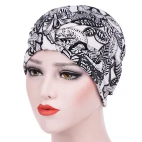 BAPTISTINE Foulard Cheveux Femme Bonnet Chimio Noir & Blanc