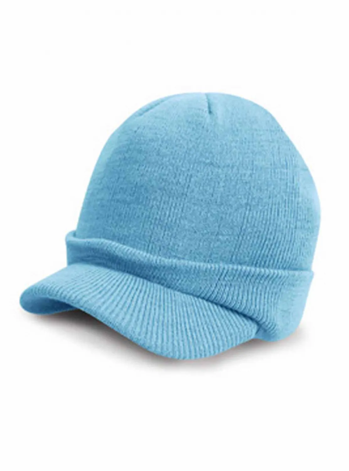 Bonnet casquette tricoté style army urban -  RC060X - bleu clair 