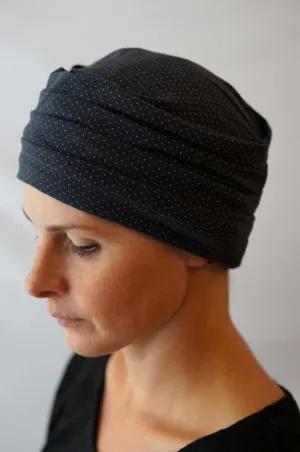 Bonnet chimio à motif – Bleu chiné Foudre
