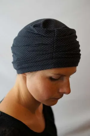 Bonnet chimio à motif – Bleu chiné Foudre