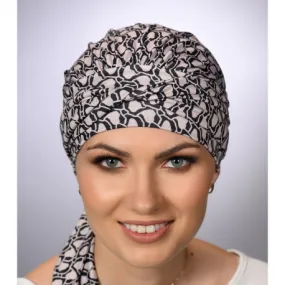 Bonnet turban chimio Amy Graphique Gris