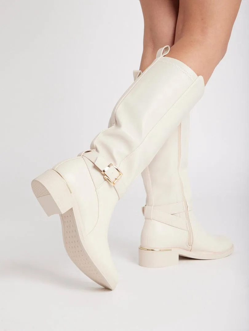 Bottes cavalières bi matières
