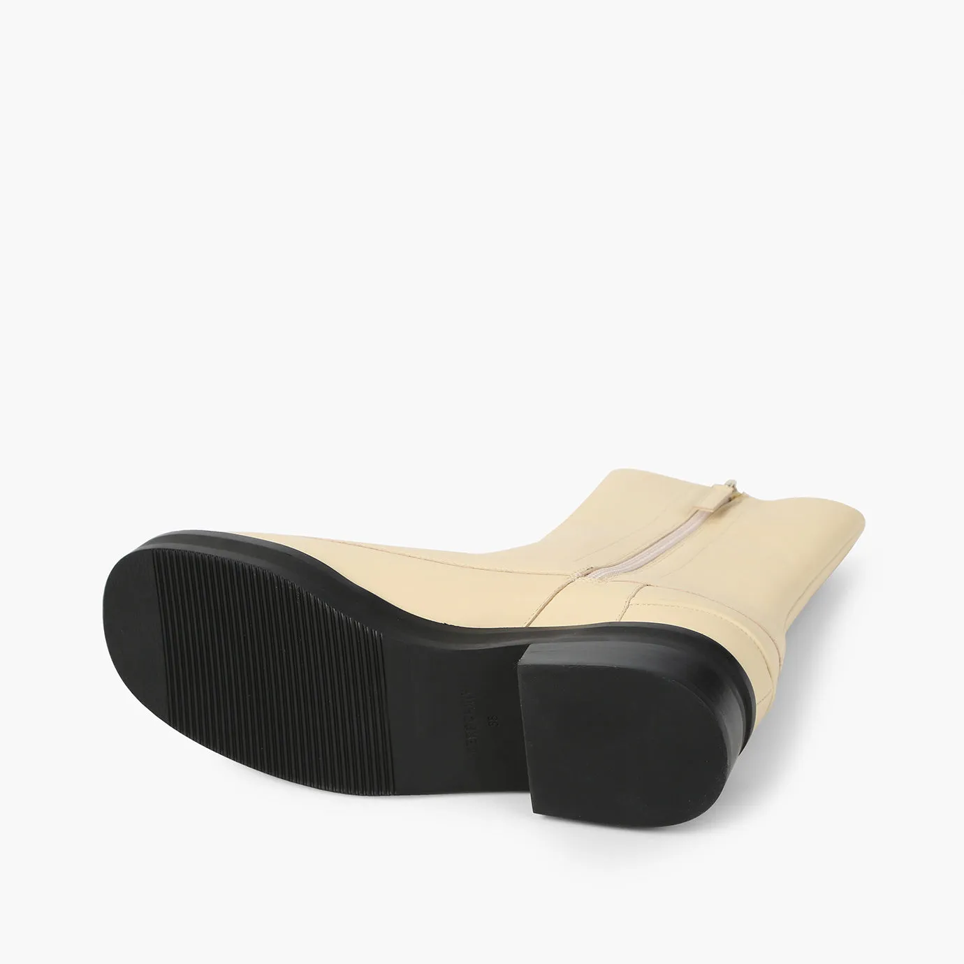 Bottines Zippées - Crème