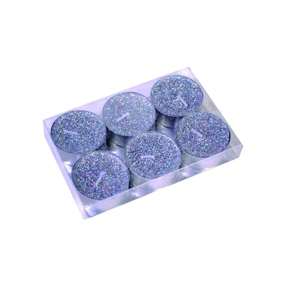 Bougie paillette argent t light lot de 6