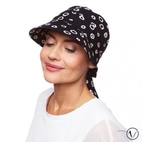 Casquette chimio noire Anna Cardiff Foulard création - | Oncovia