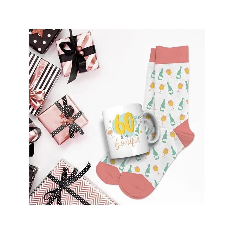 Coffret Cadeau Mug avec Chaussettes 60 ans Femme