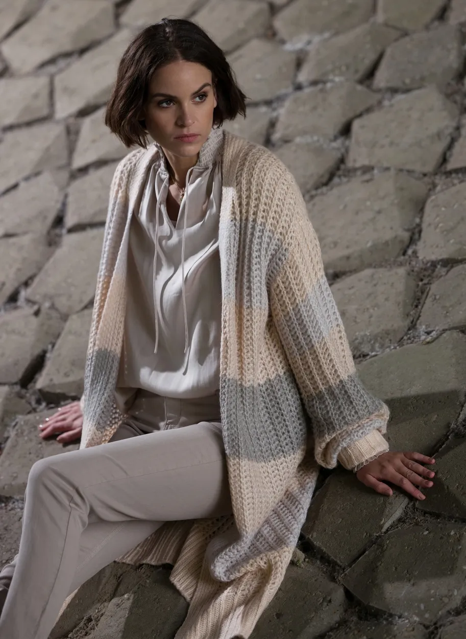 Long Manteau en Tricot Ouvert