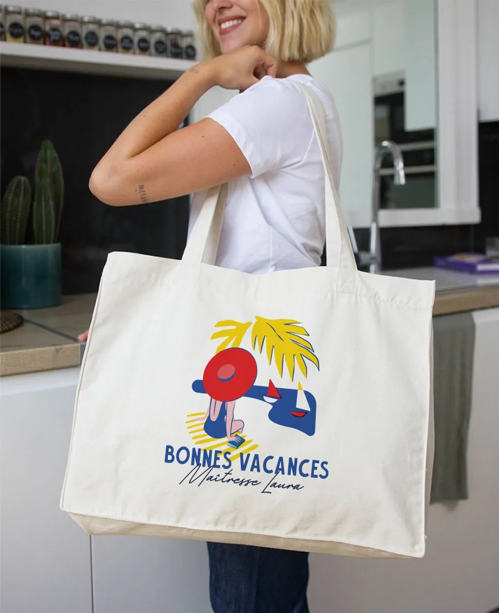 Maxi totebag Bonnes vacances maîtresse personnalisé