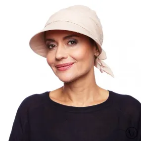 Oncovia- Casquette chimio Anna froissé beige