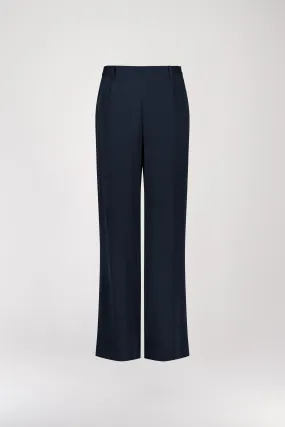 Pantalon droit en soie marine