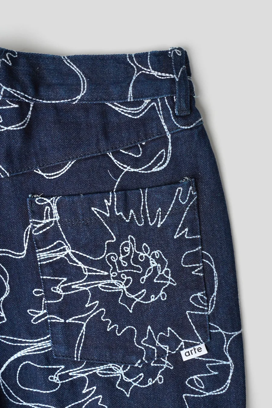 PANTALON FLOWER STITCH BLEU MARINE