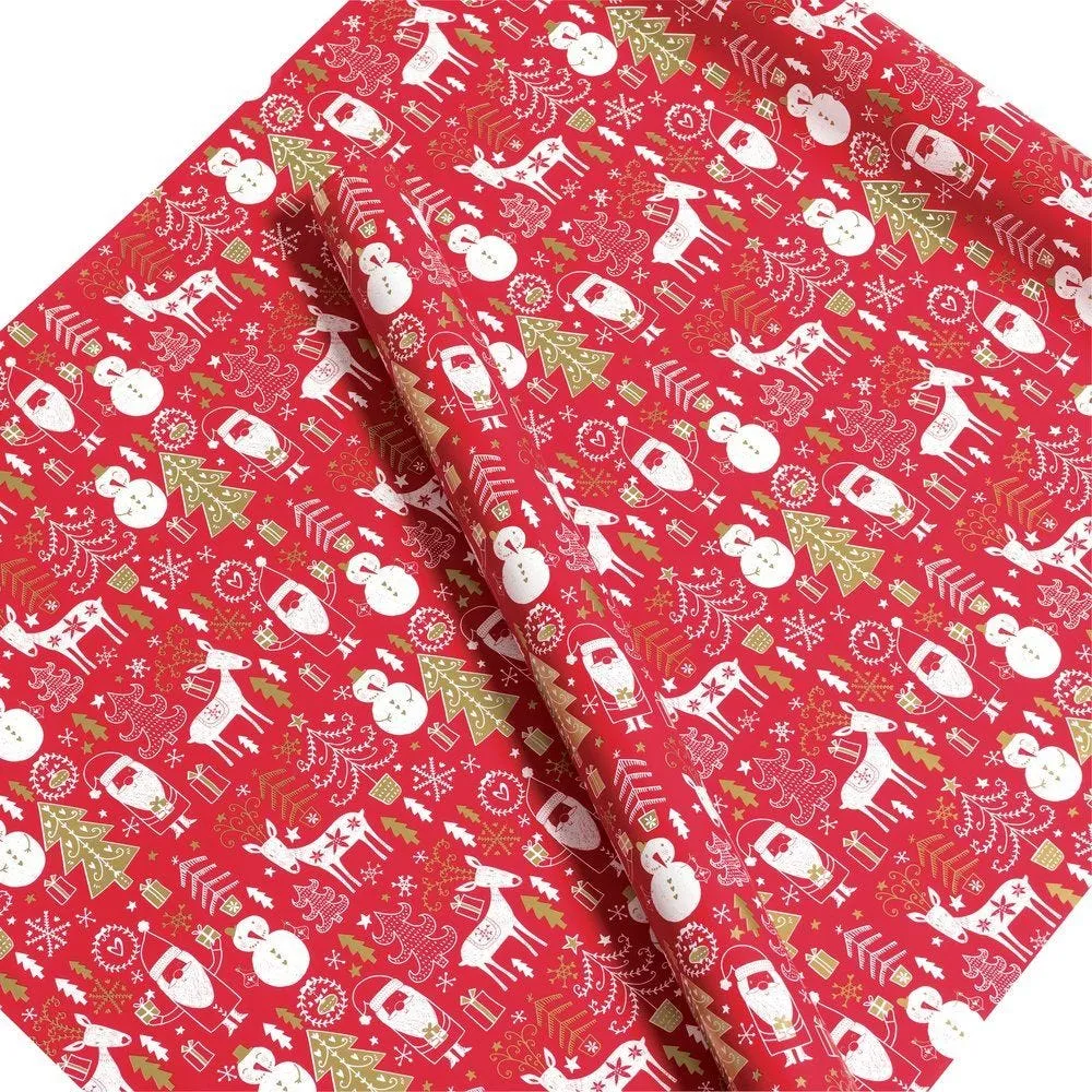 Papier cadeau Happy Santa rouge 0,70cm x50m