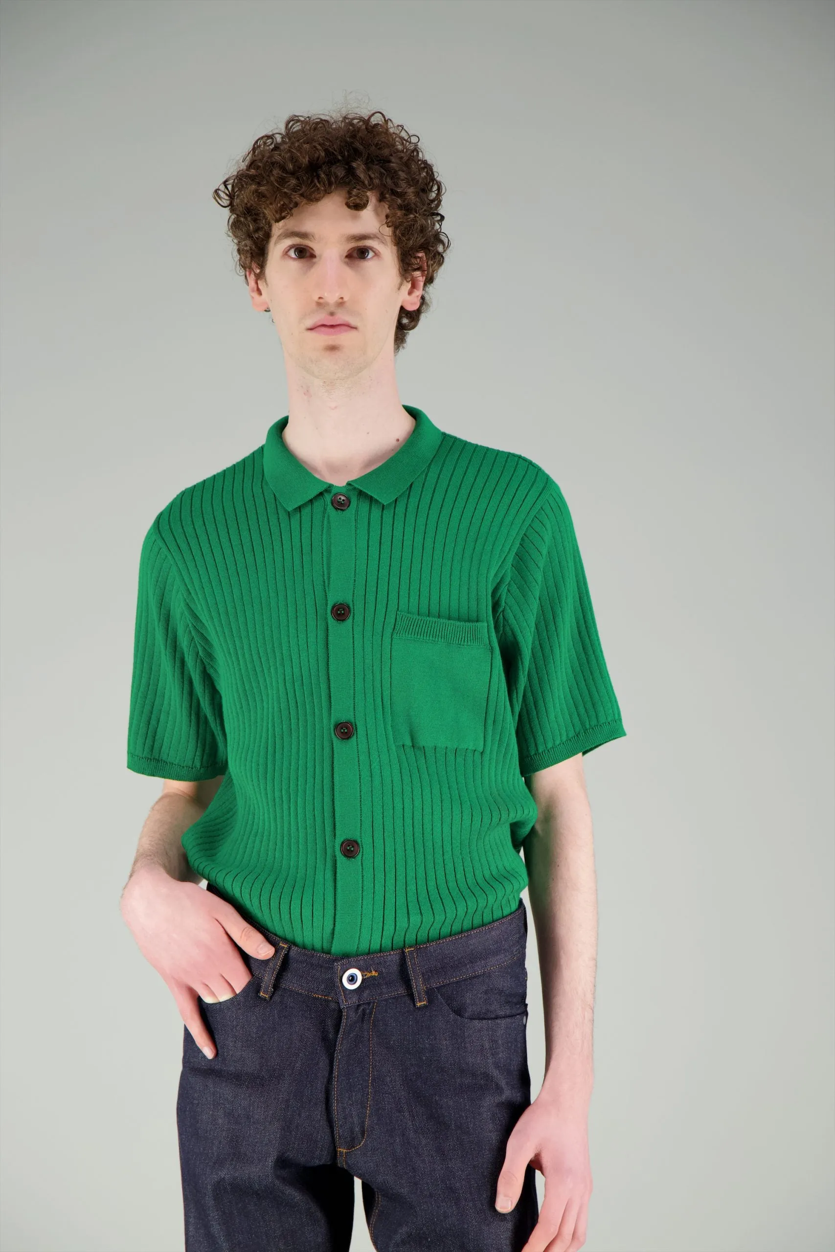 Polo tricoté vert