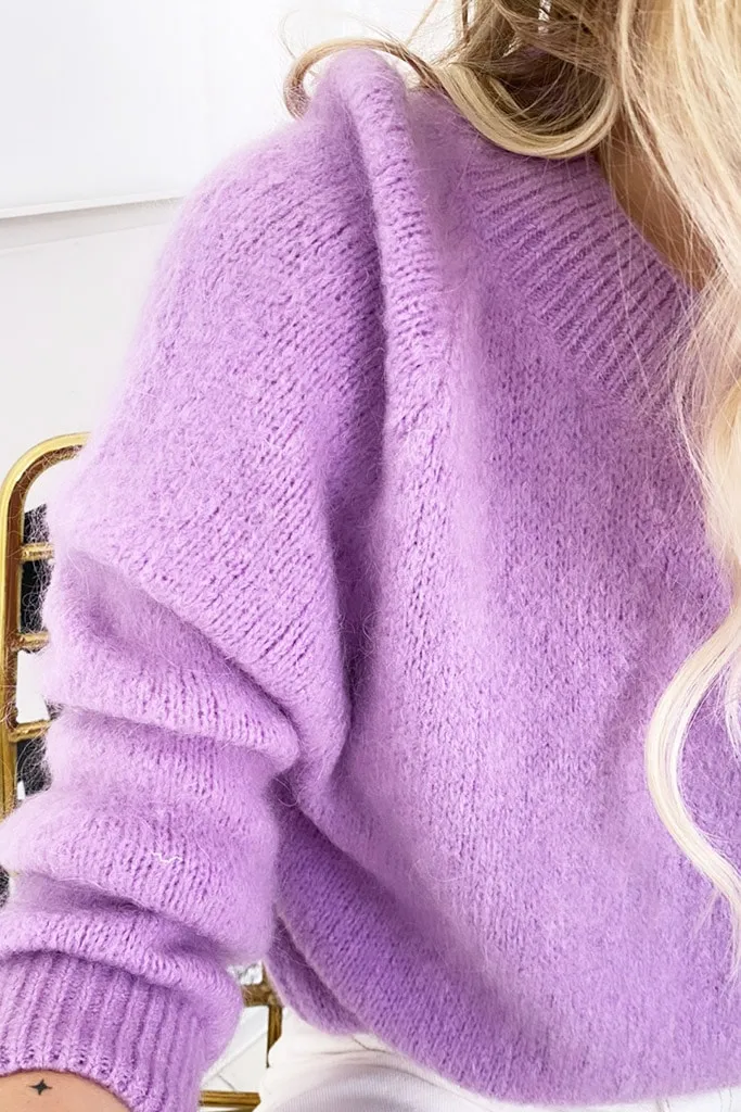 Pull col rond lilas