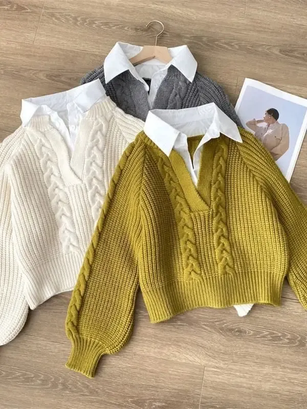 Pull-over Tricoté Vintage pour Femmes