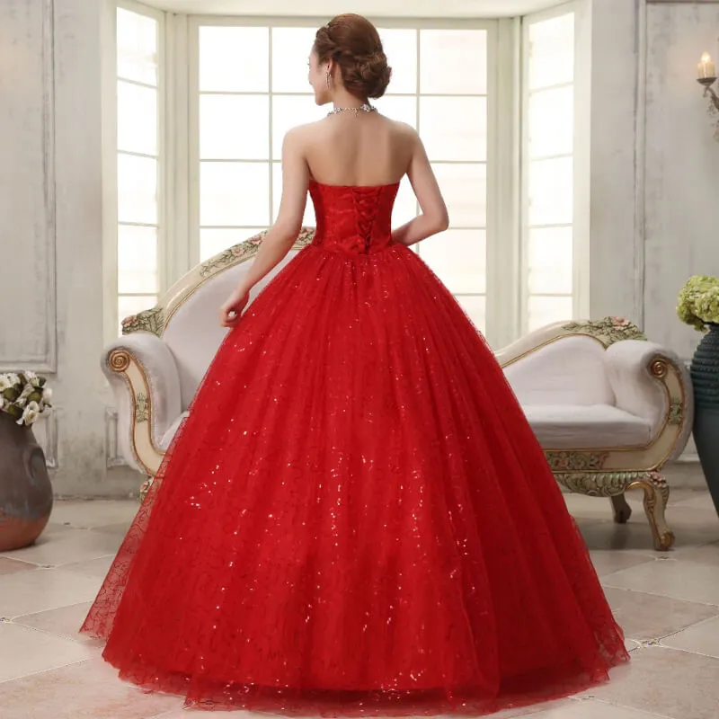 Robe de Mariée Princesse Paillette Rouge