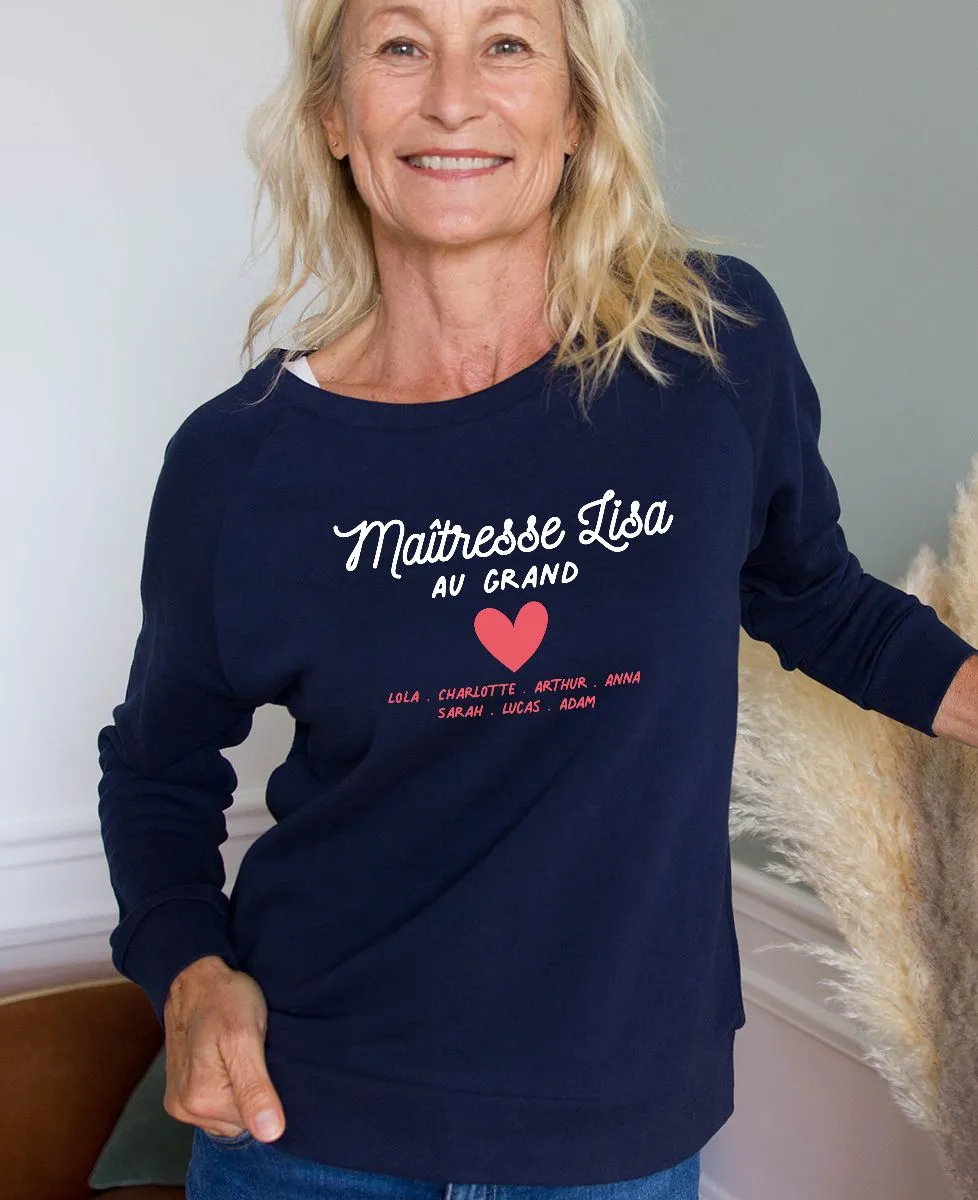 Sweatshirt femme Maîtresse au grand coeur personnalisé