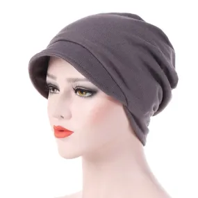 VÉRONIQUE Foulard Chimio Casquette Femme Coton Gris